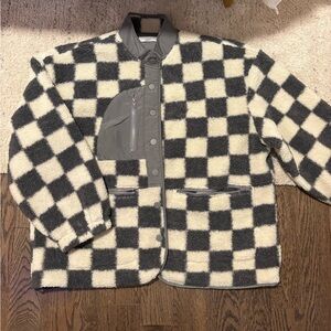 Button Up Checkered Sherpa sweatshirt
